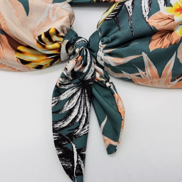 NEW Bikini Lab Tropical bandeau bikini‎ top, Teal, Medium - Picture 6 of 11